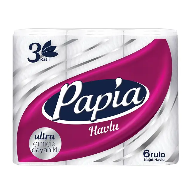 Papia Havlu Kağıt 3 Katlı 6 Rulo